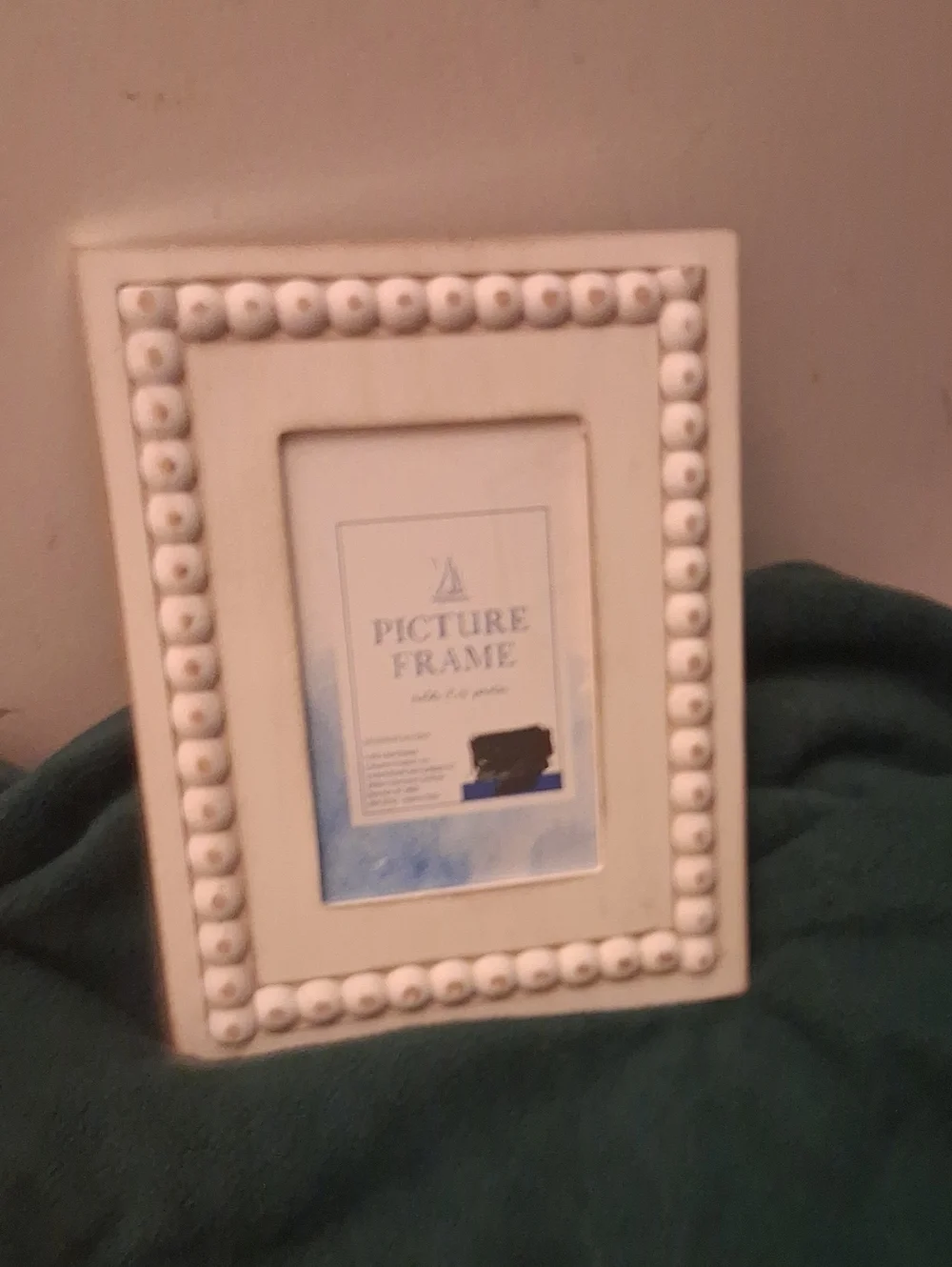 White Beaded Wood Picture Frame by